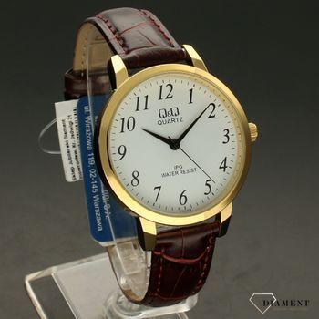 Zegarek męski klasyczny na skórzanym pasku  brązowym QQ C154-114 (1).jpg