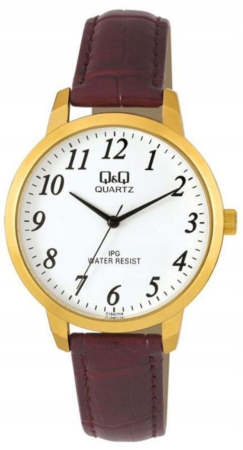 Zegarek męski klasyczny na skórzanym pasku  brązowym QQ C154-114.jpg