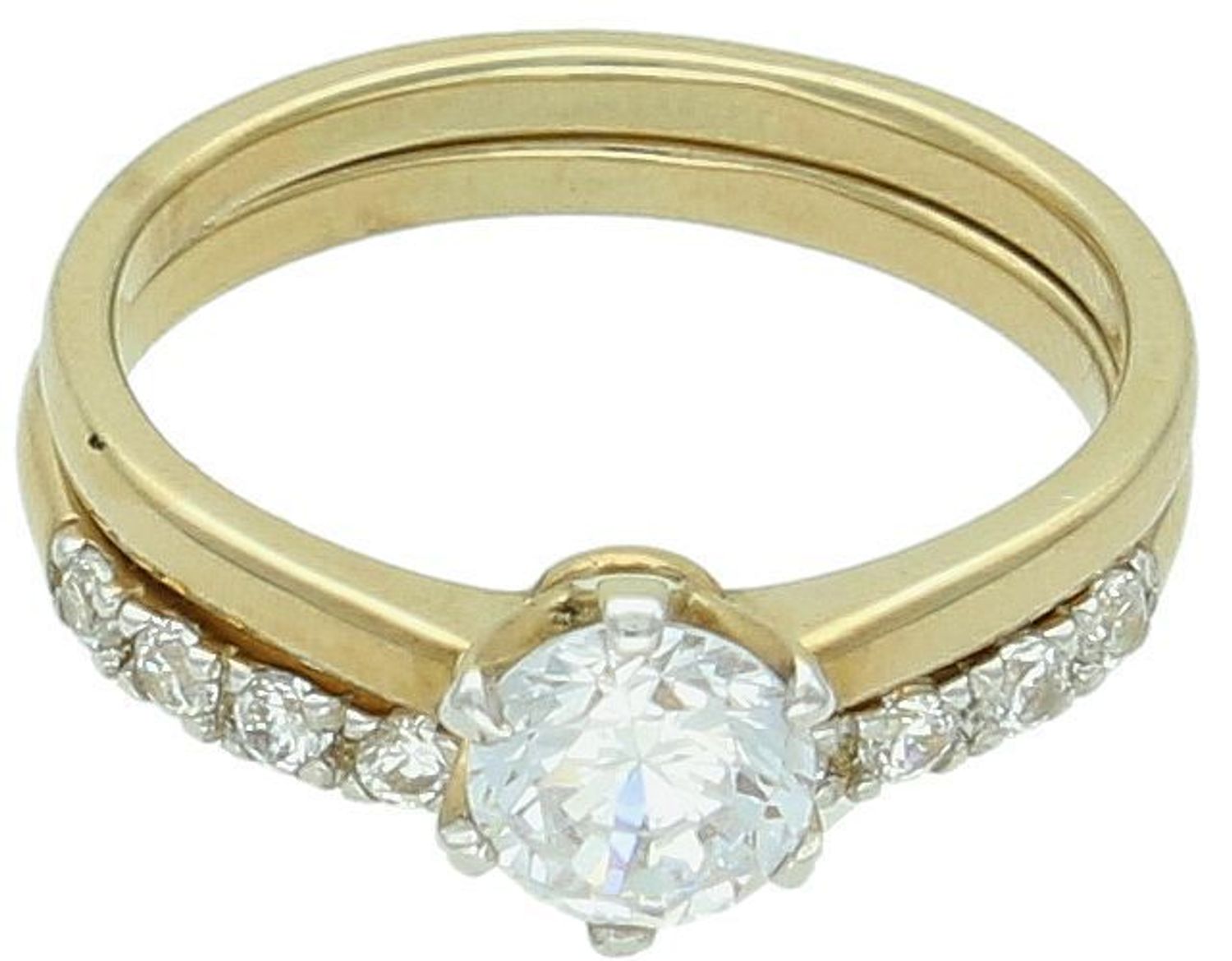 Zestaw złotych pierścionków klasyczny z cyrkonią oraz obrączka wysadzana cyrkoniami....jpg