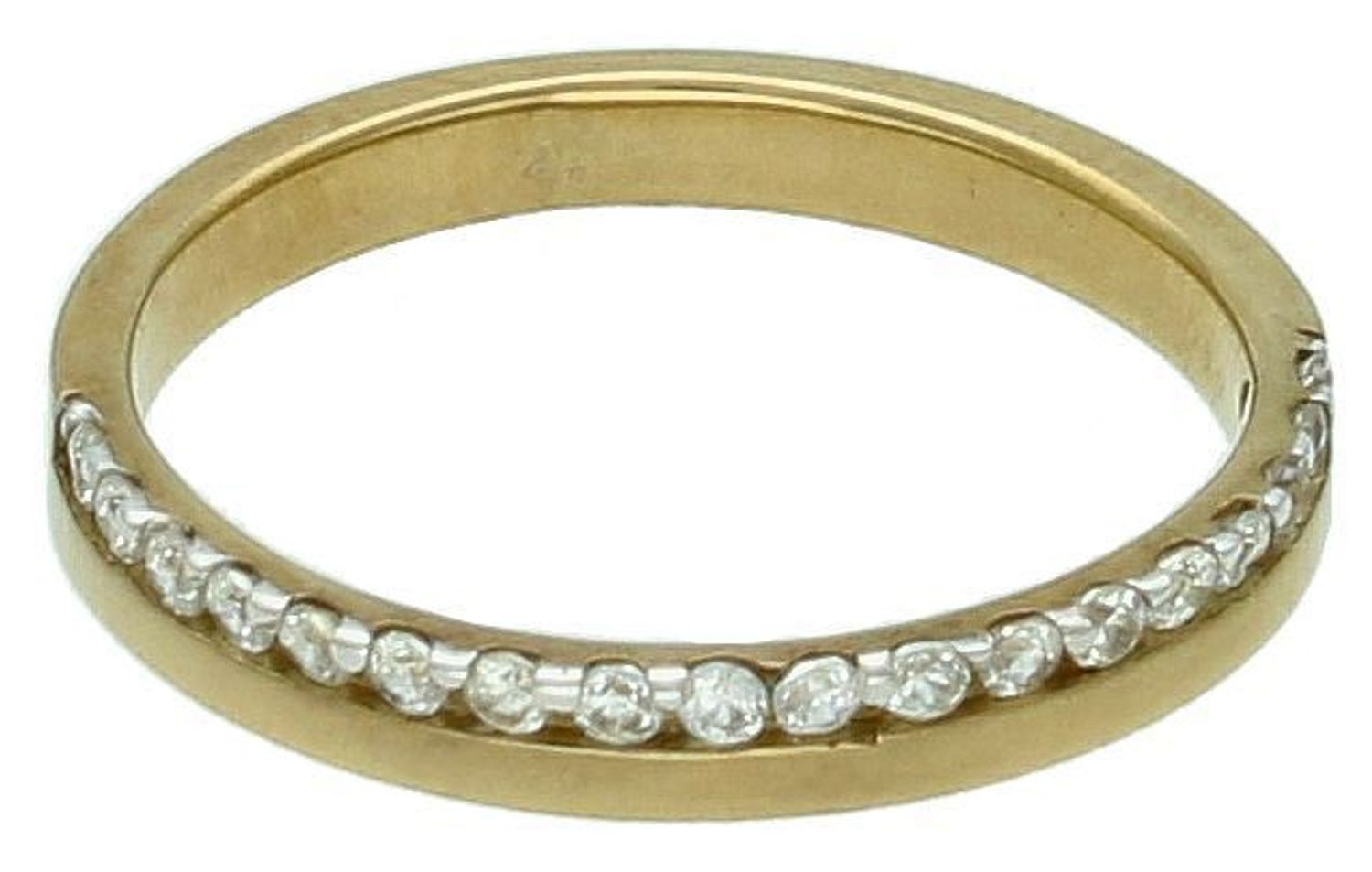 Złoty pierścionek damski333 obrączka z rzędem białych cyrkonii. Złoty pierścionek z cyrkoniami. Złoty pierścionek z drobnymi cyrkoniami. Złoty pierścionek damski. 1.jpg