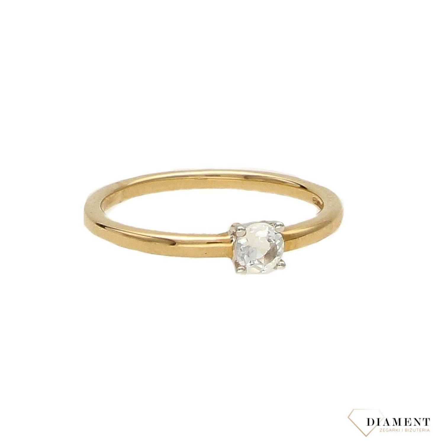 Pierścionek złoty DIAMENT 585 biały topaz C4346WT.jpg
