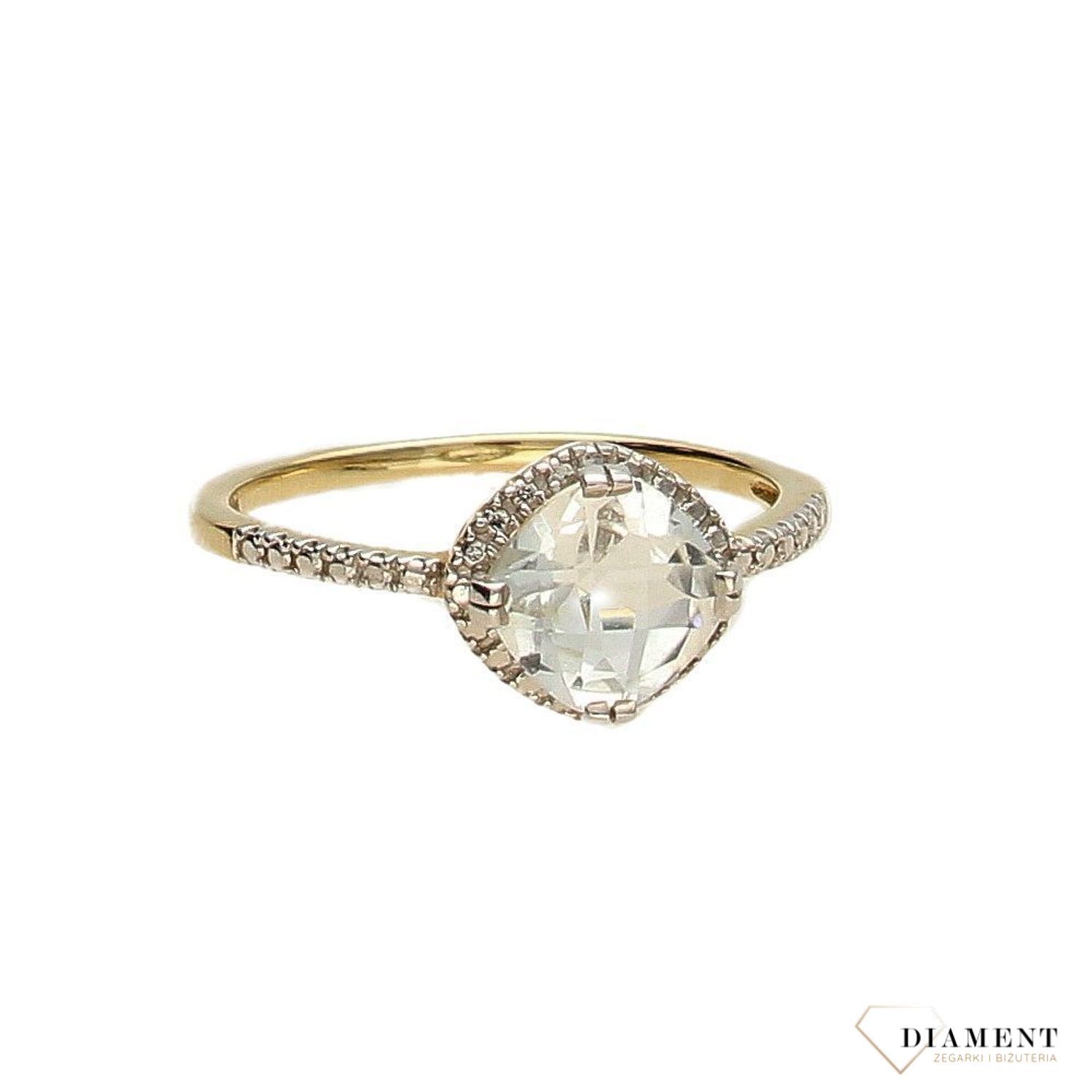 Złoty pierścionek DIAMENT biały topaz C4352WT.jpg
