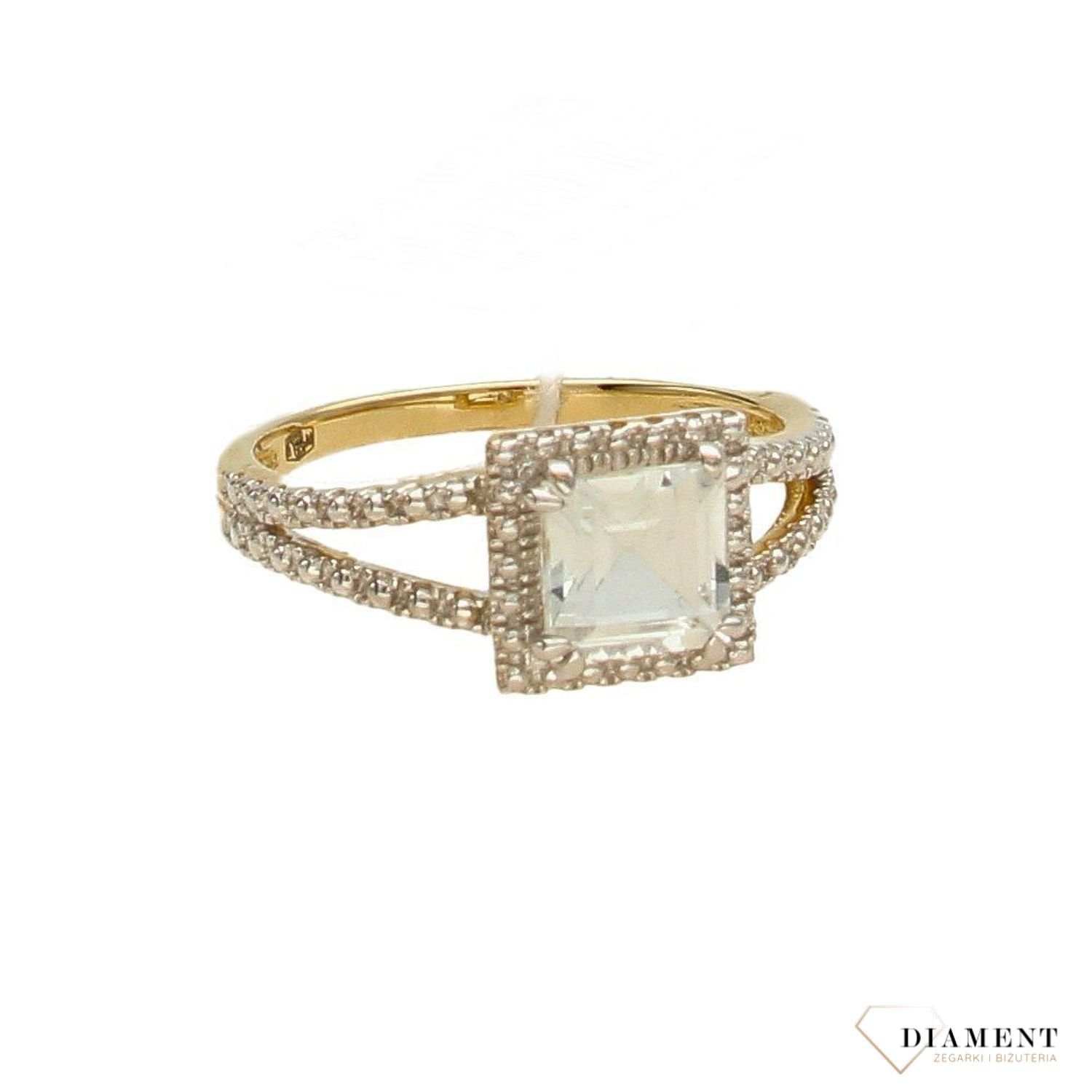 Złoty pierścionek DIAMENT biały topaz C4357WT.jpg