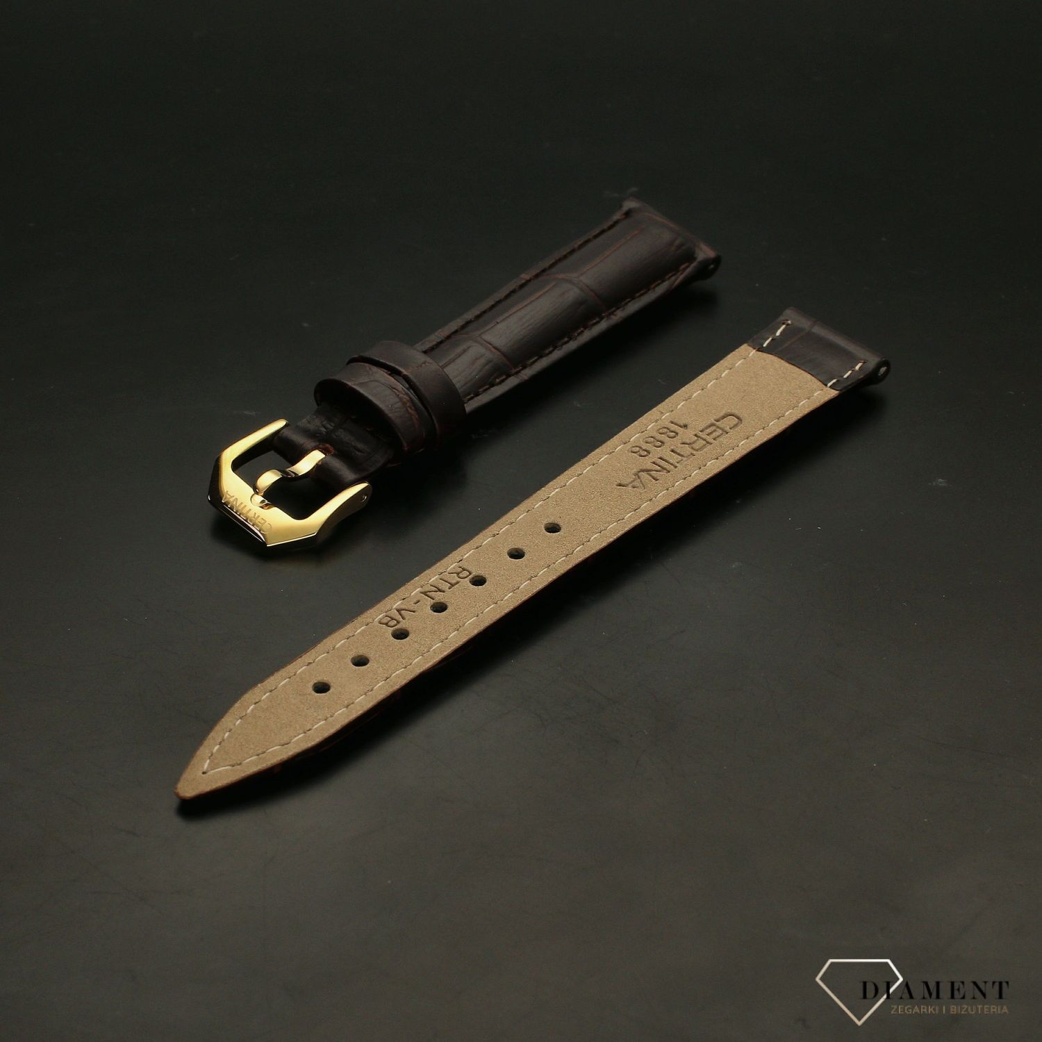 Oryginalny pasek do zegarka Certina C600015902 czekoladowy skórzany 15mm✓.jpg