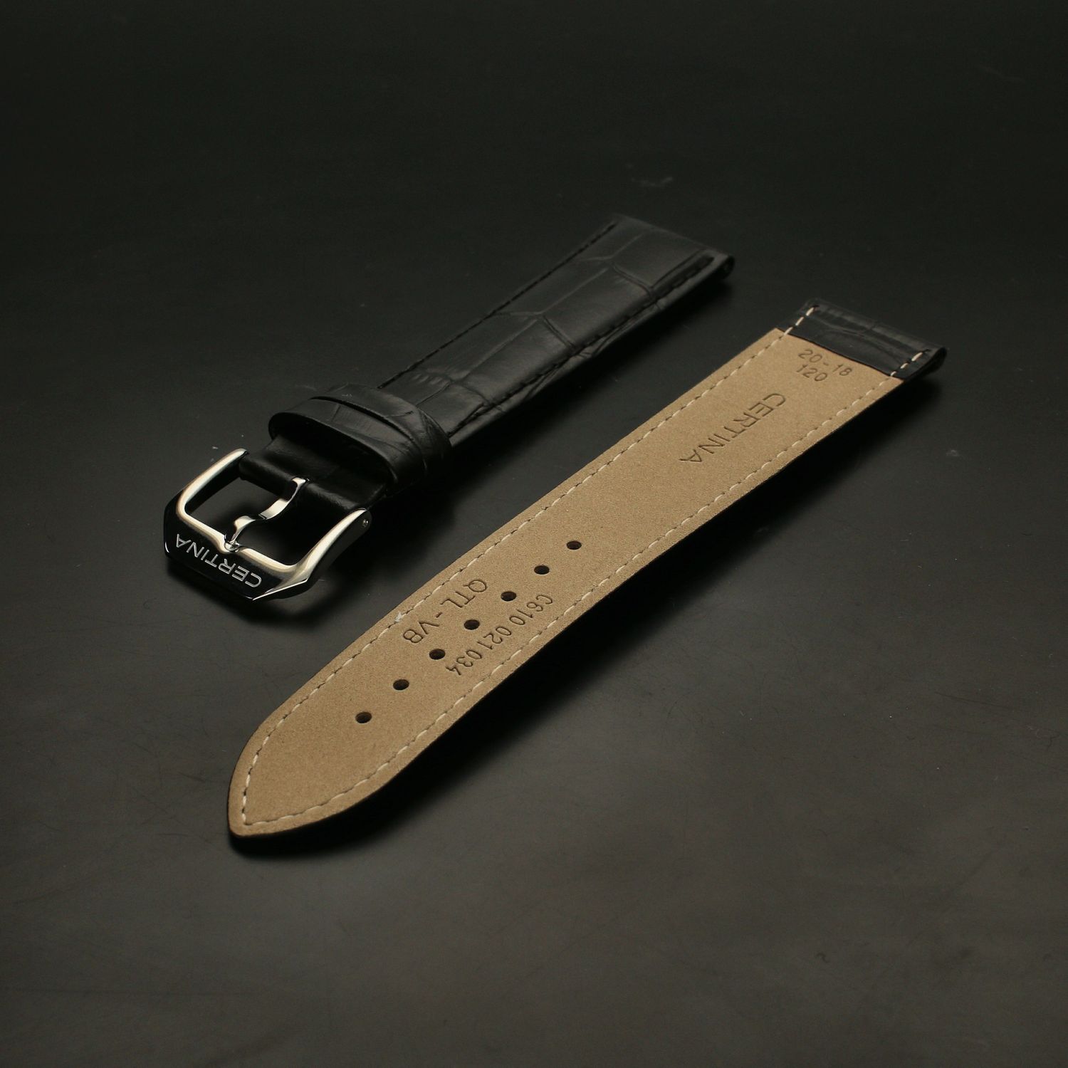 Pasek skórzany do zegarka Certina 20 mm w kolorze czarnym C600021033.vc.jpg