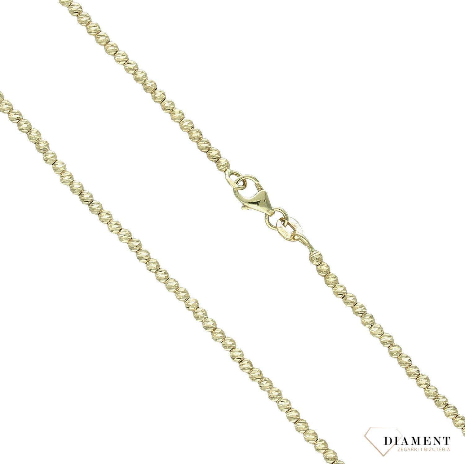 Złoty naszyjnik damski 585 grawerowane kuleczki C6018 (2).jpg