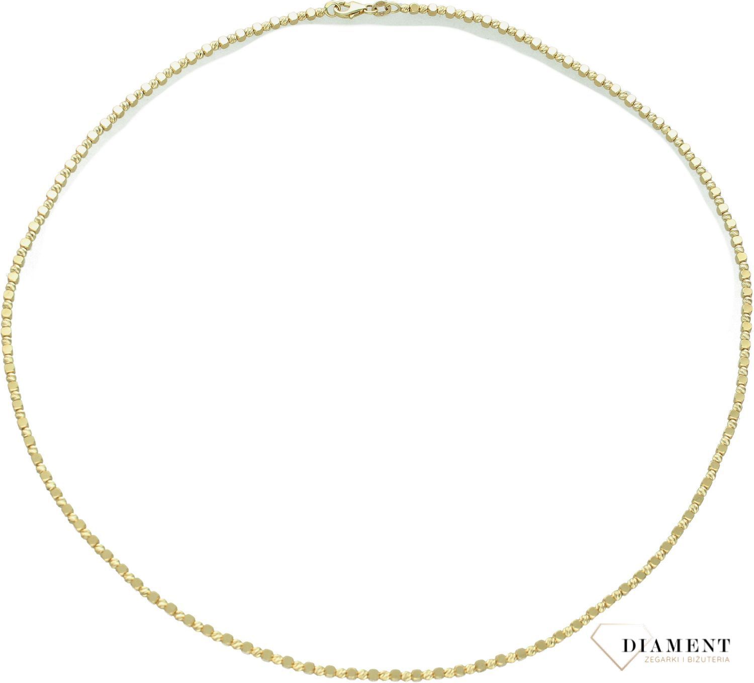 Złoty naszyjnik damski 585 ozdobne grawerowane kuleczki C6090 (1).jpg