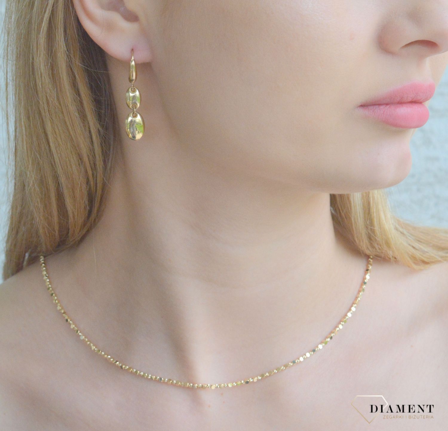 Złoty naszyjnik damski 585 ozdobne grawerowane kuleczki C6090 (1).jpg