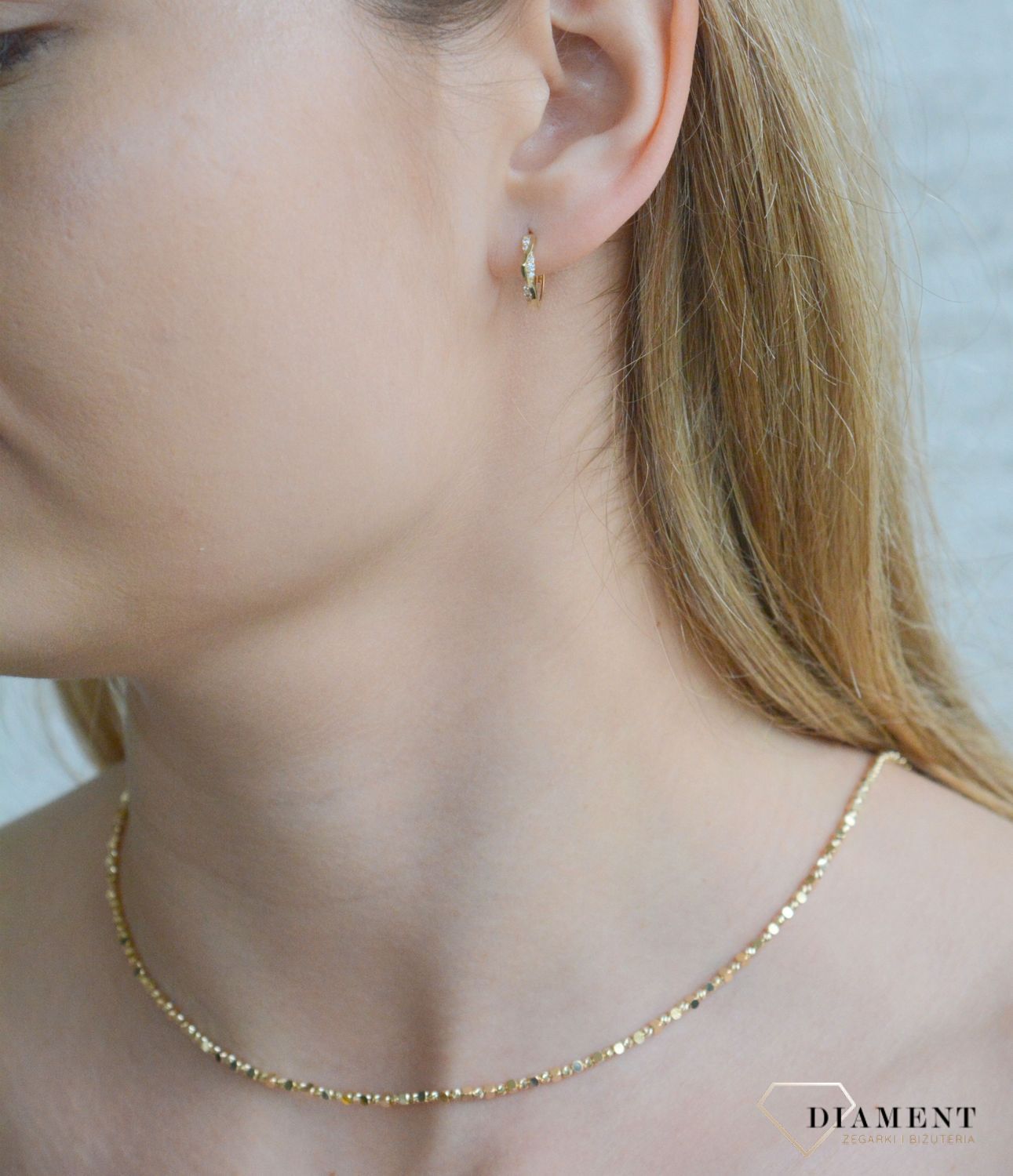 Złoty naszyjnik damski 585 ozdobne grawerowane kuleczki C6090 (1).jpg
