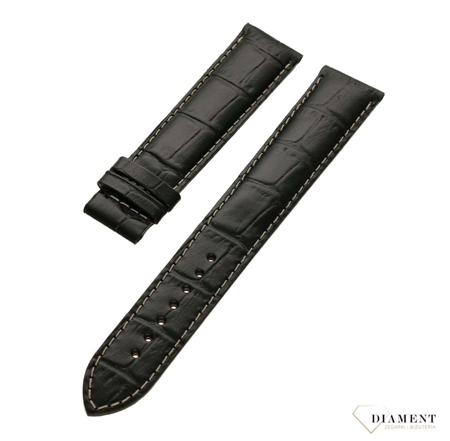 Pasek do zegarka Certina C610013964 oryginalny w kolorze czarnym z jasnym przeszyciem o szerokości 20mm✓.jpg