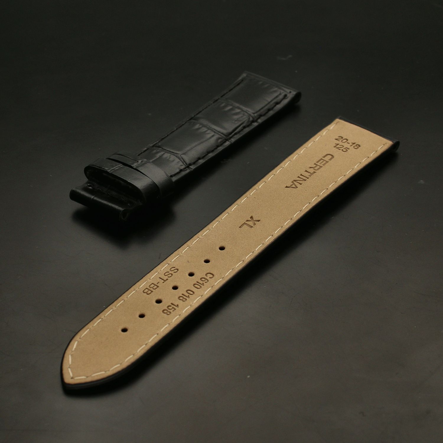 Pasek do zegarka Certina czarny skórzany 20mm XL C610018158.jpg