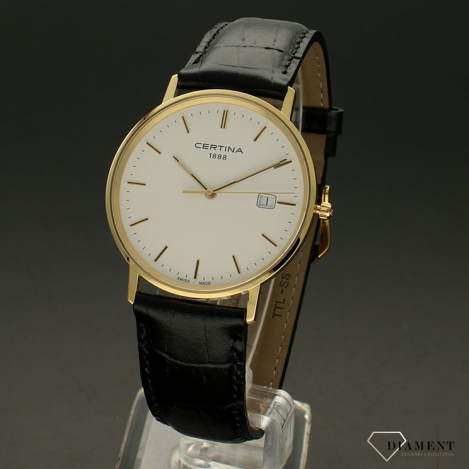 Złoty zegarek męski na pasku Certina C901.410.16.011.00.jpg