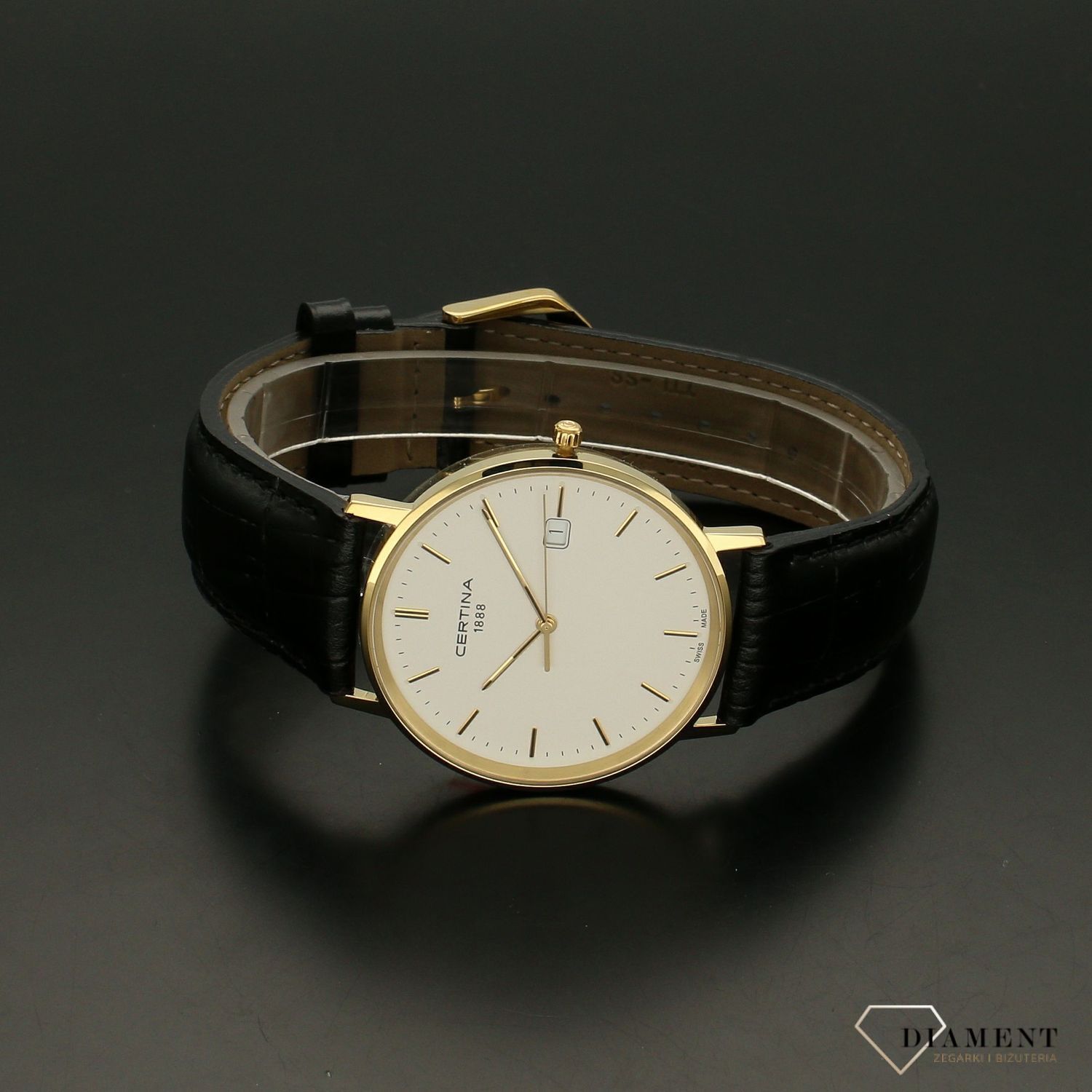 Złoty zegarek męski na pasku Certina C901.410.16.011.00.jpg