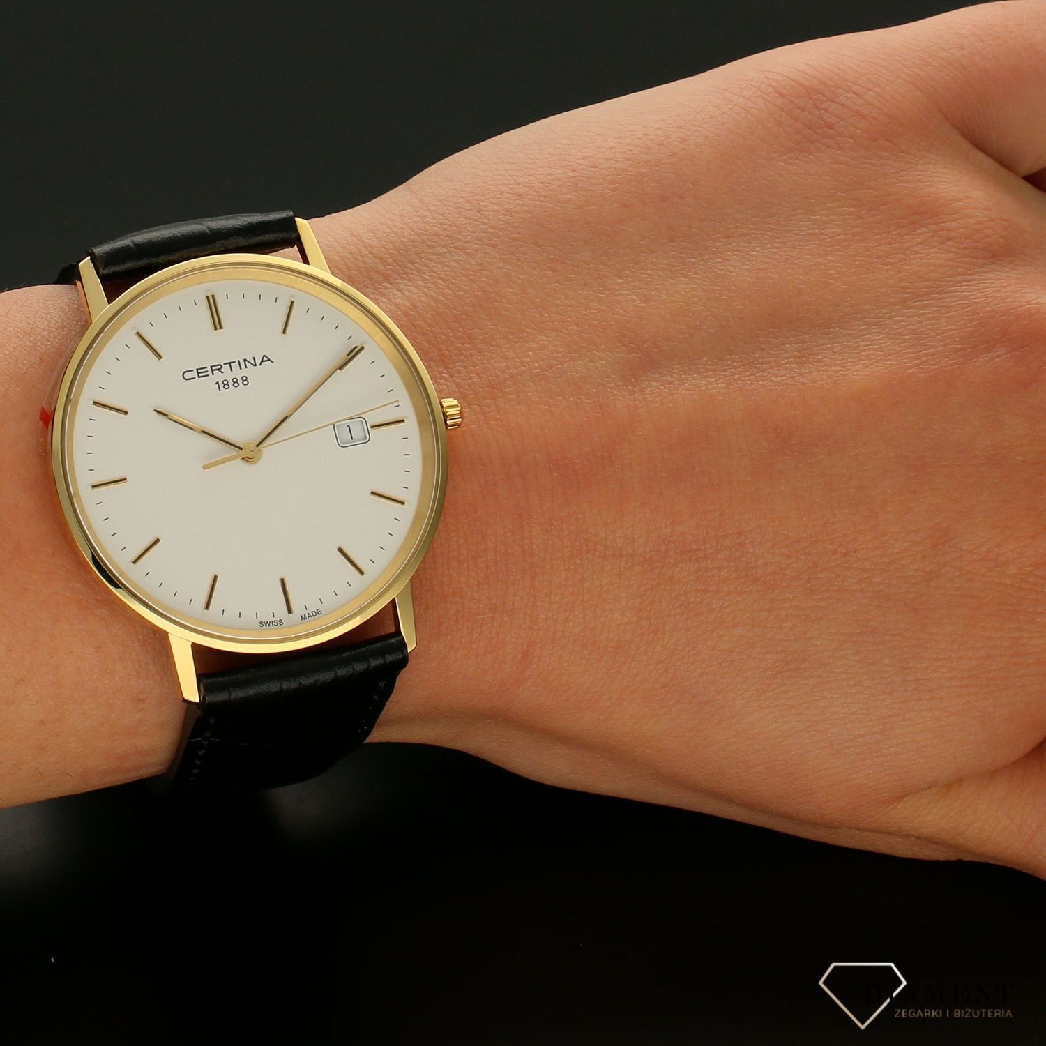 Złoty zegarek męski na pasku Certina C901.410.16.011.00.jpg