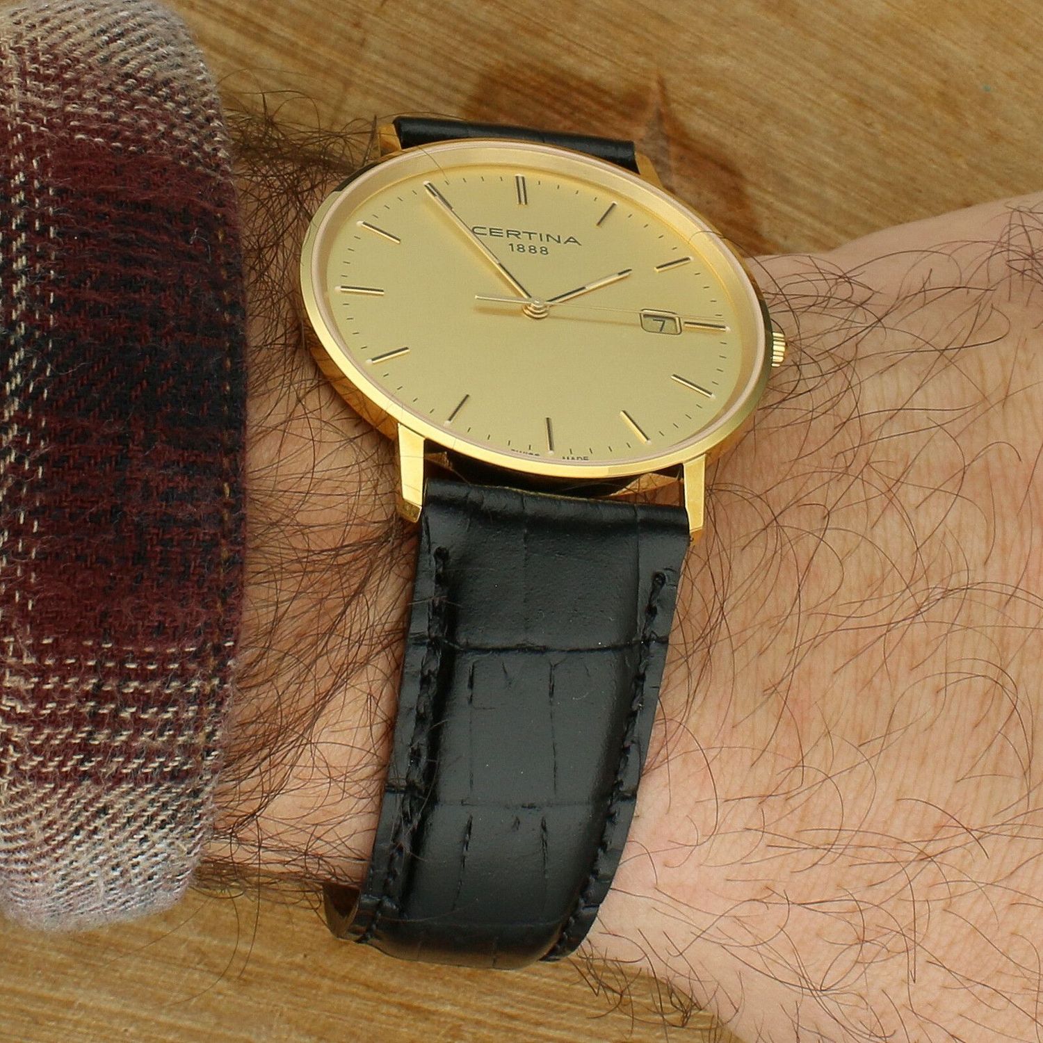 Złoty zegarek męski na pasku Certina C901.410.16.021.00 złoto 585.webp