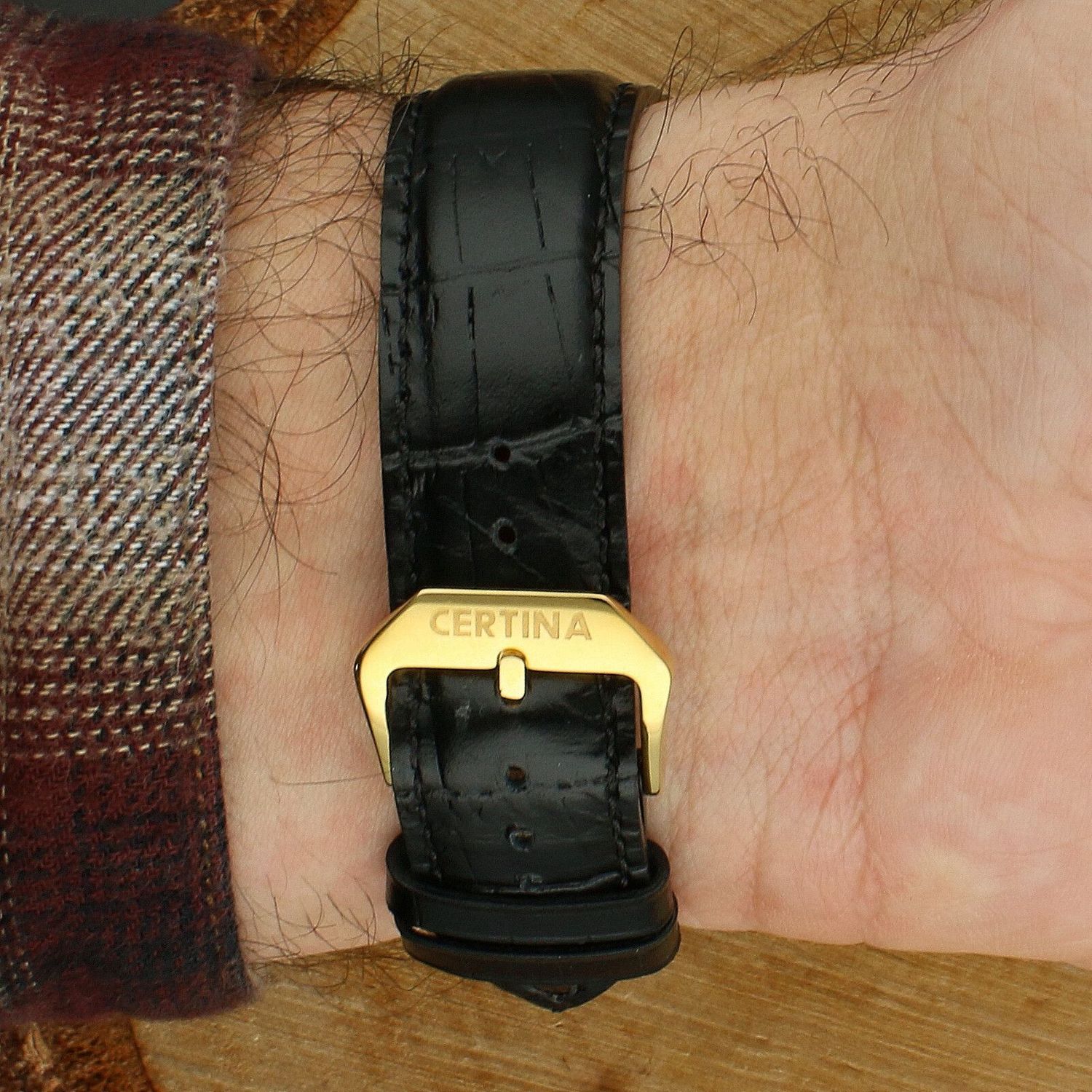 Złoty zegarek męski na pasku Certina C901.410.16.021.00 złoto 585.webp