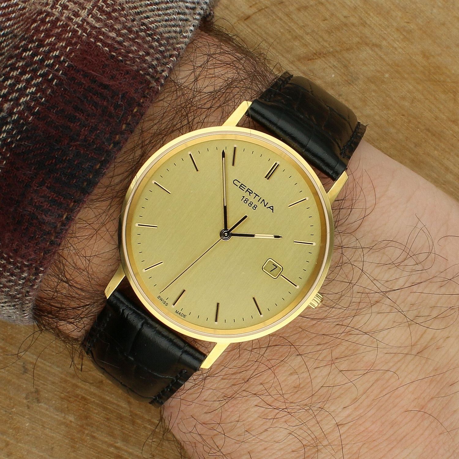 Złoty zegarek męski na pasku Certina C901.410.16.021.00 złoto 585.webp