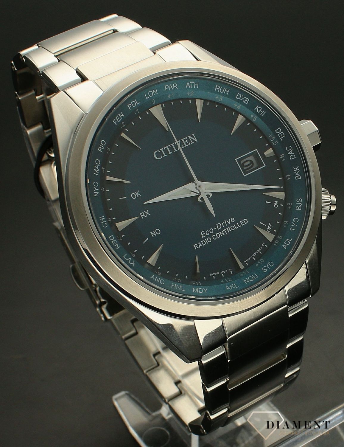 Zegarek męski Citizen Eco-Drive Radio Controlled CB0270-87L. Zegarek męski sterowany radiowo. Zegarek męski z akumulatorem. Zegarek męski na prezent. Zegarek męski z morską tarczą..jpg