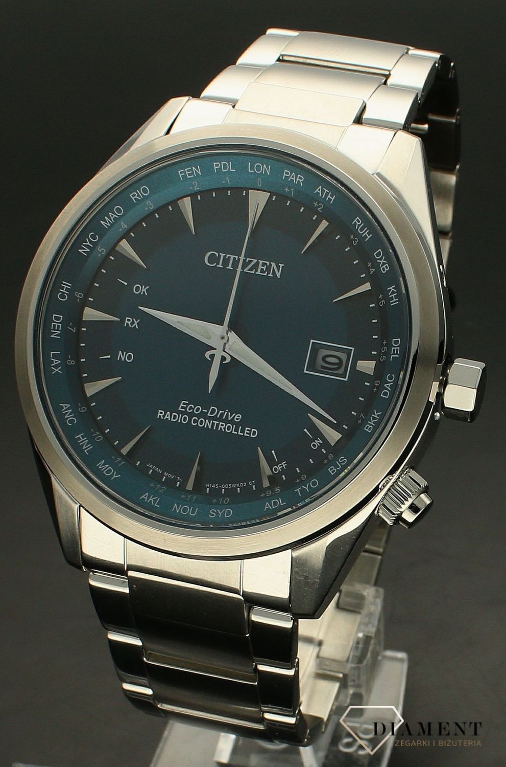 Zegarek męski Citizen Eco-Drive Radio Controlled CB0270-87L. Zegarek męski sterowany radiowo. Zegarek męski z akumulatorem. Zegarek męski na prezent. Zegarek męski z morską tarczą..jpg