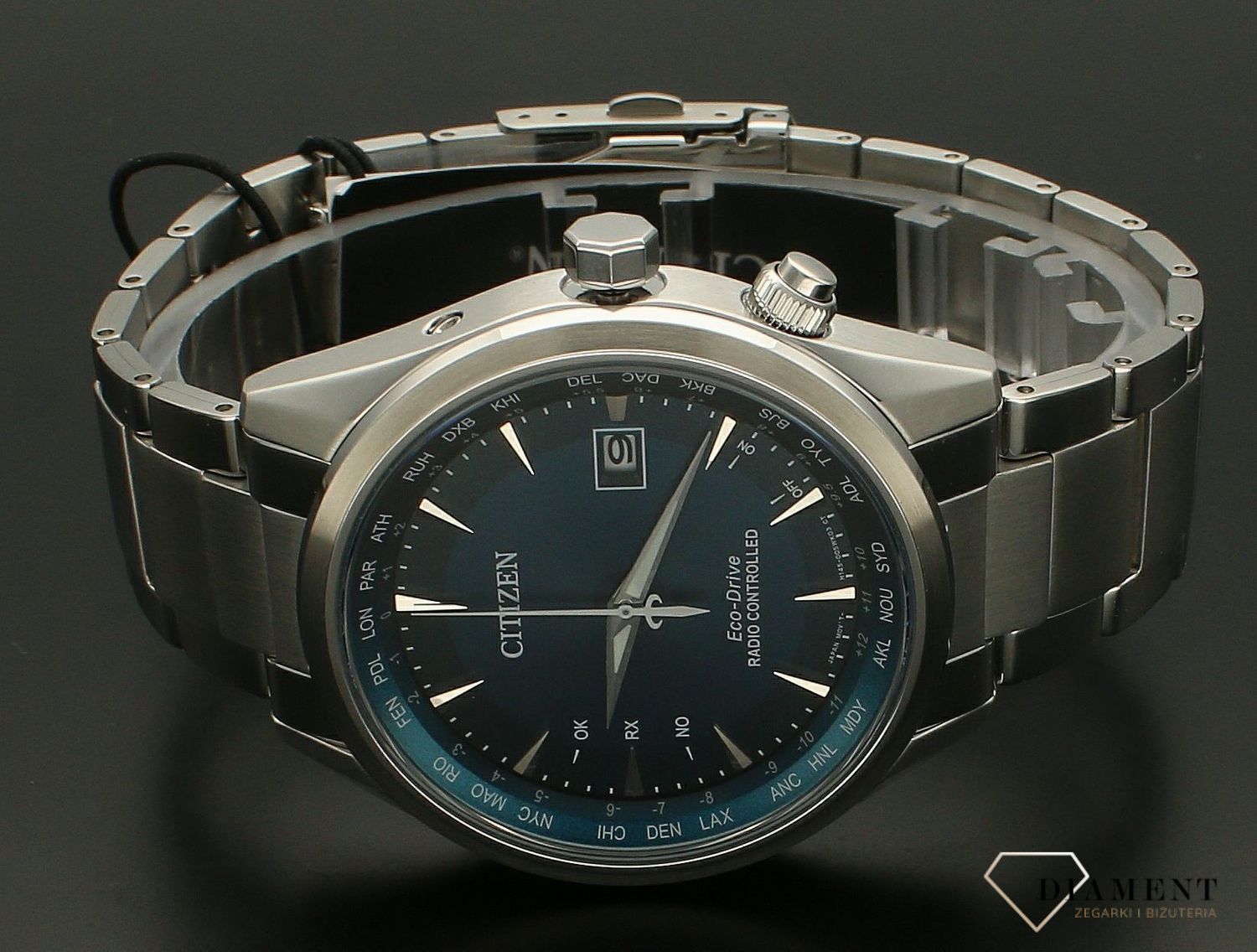 Zegarek męski Citizen Eco-Drive Radio Controlled CB0270-87L. Zegarek męski sterowany radiowo. Zegarek męski z akumulatorem. Zegarek męski na prezent. Zegarek męski z morską tarczą..jpg