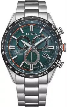 Zegarek męski Citizen Promaster CB5946-82X tytanowy Eco-Drive Radio Controlled 10 ATM zielona tarcza.webp