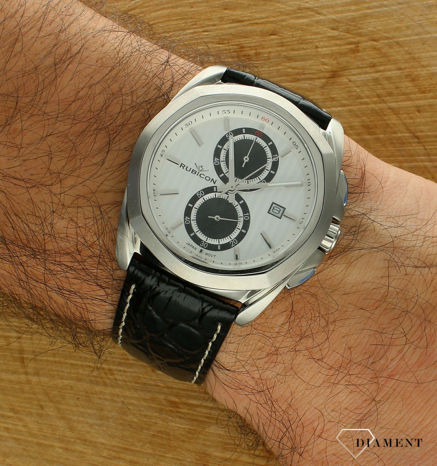 Zegarek męski Rubicon chronograf na pasku CC39SISB.  Zegarek męski na pasku. Zegarek męski Rubicon z indeksami. Sportowy zegarek męski. Pomysł na prezent dla mężczyzny..jpg