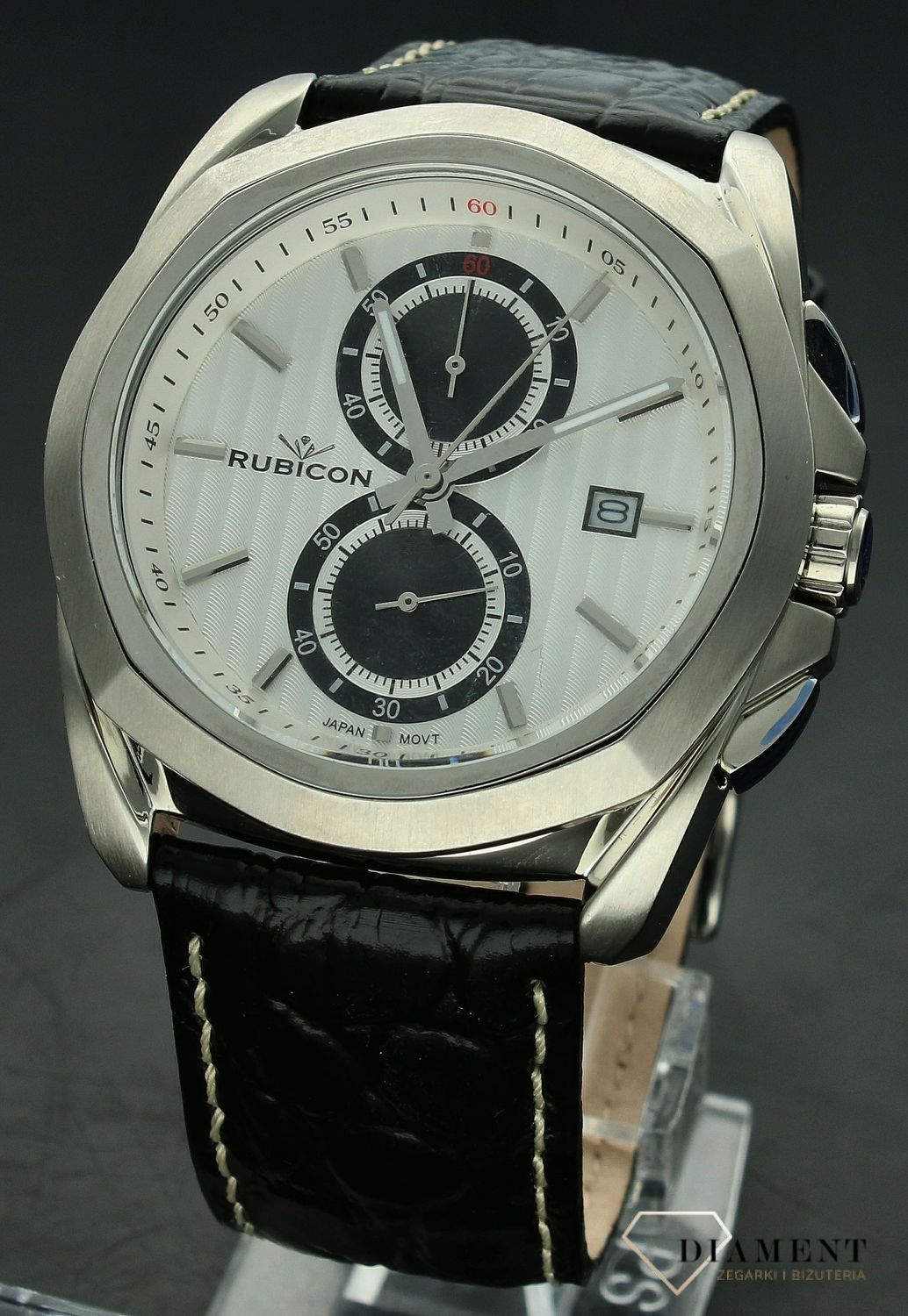 Zegarek męski Rubicon chronograf na pasku CC39SISB.  Zegarek męski na pasku. Zegarek męski Rubicon z indeksami. Sportowy zegarek męski. Pomysł na prezent dla mężczyzny..jpg