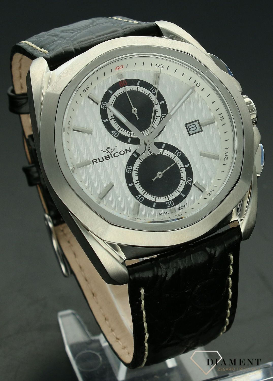 Zegarek męski Rubicon chronograf na pasku CC39SISB.  Zegarek męski na pasku. Zegarek męski Rubicon z indeksami. Sportowy zegarek męski. Pomysł na prezent dla mężczyzny..jpg