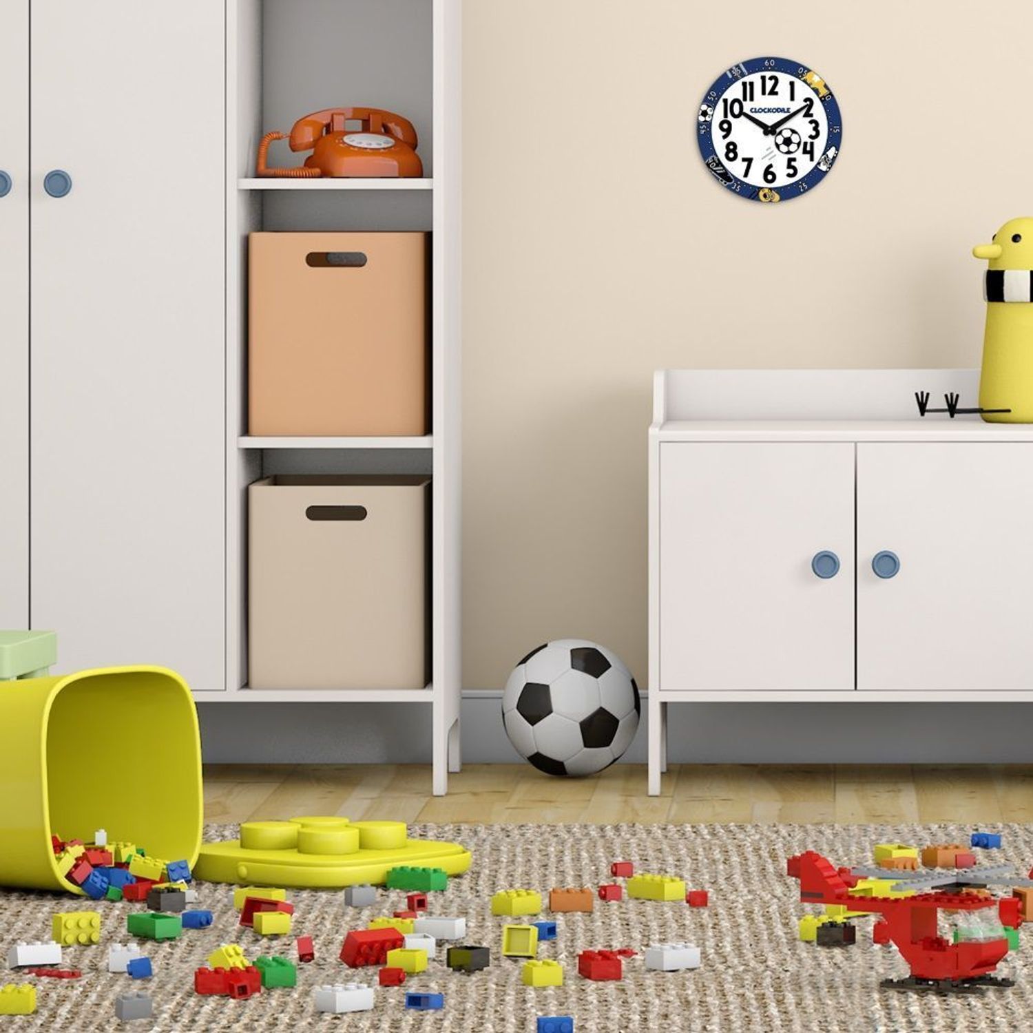 Zegar dziecięcy LAVVU na ścianę niebieski Piłka nożna CCT0032 (2).jpg