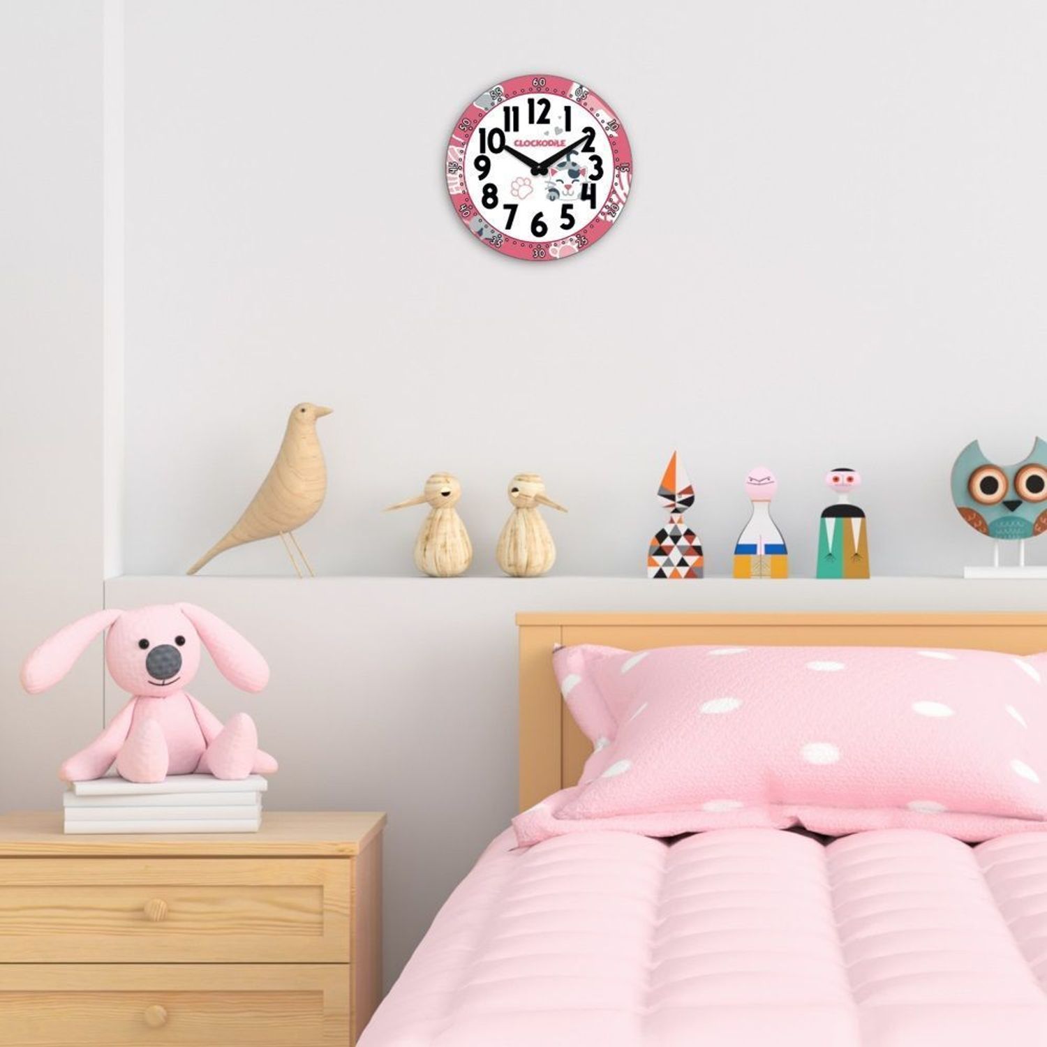 Zegar dziecięcy LAVVU na ścianę różowy Kotek CCT0034s (2).jpg