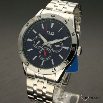 Zegarek męski na bransolecie QQ CE02-202 z niebieską tarczą ⌚  (2).jpg