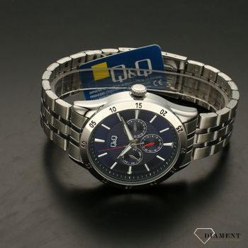 Zegarek męski na bransolecie QQ CE02-202 z niebieską tarczą ⌚  (3).jpg
