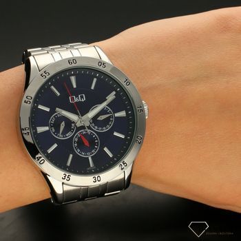 Zegarek męski na bransolecie QQ CE02-202 z niebieską tarczą ⌚  (5).jpg