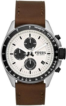 Elegancki zegarek męski Fossil 4053858017931 z chronografem, brązową tarczą i brązowym paskiem skórzanym. Wodoszczelność 100 m, szkło mineralne, 1.jpg