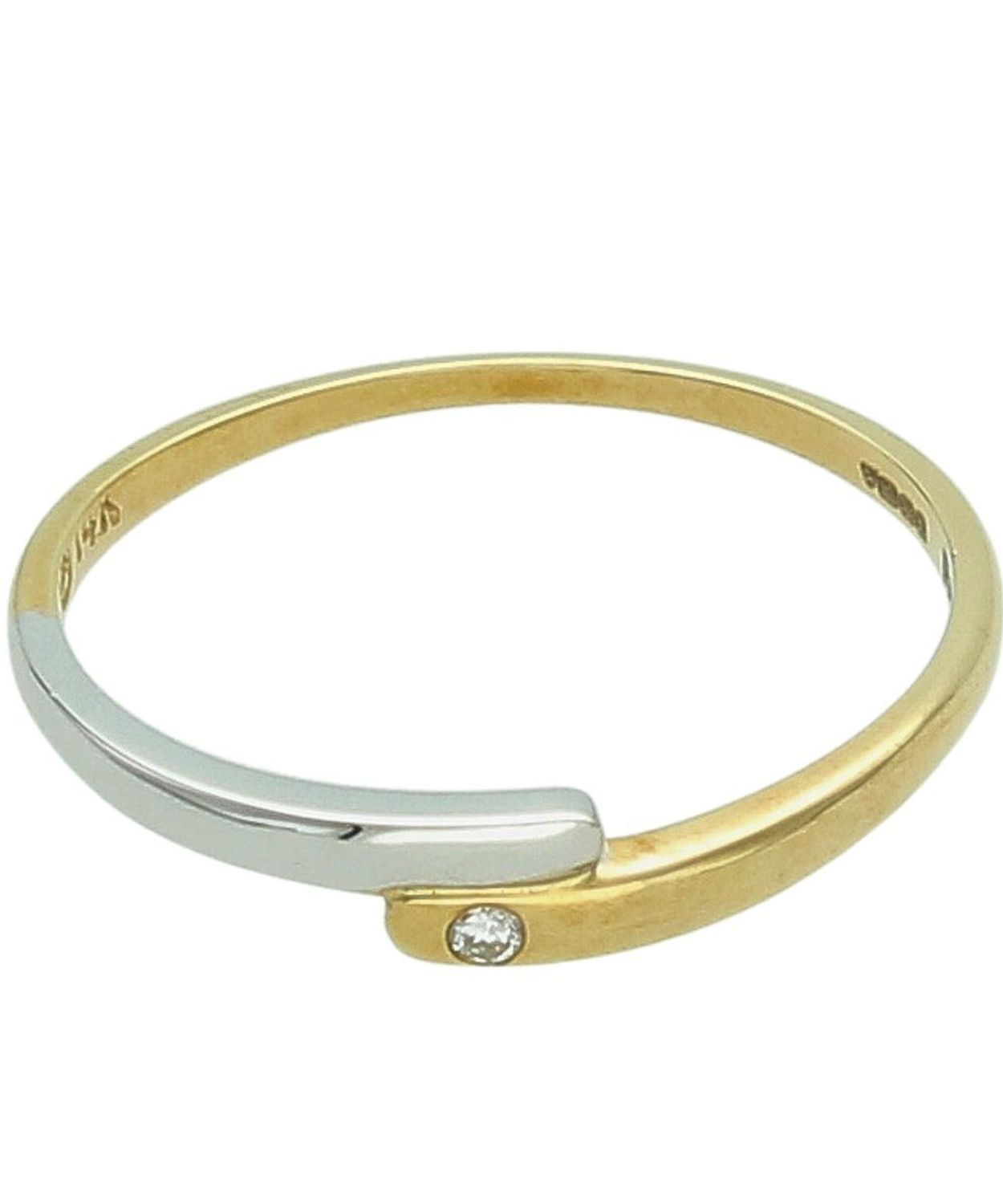 Pierścionek z Diamentem 0,015 ct Żółte i Białe Złoto 585  CH434 Au.jpg