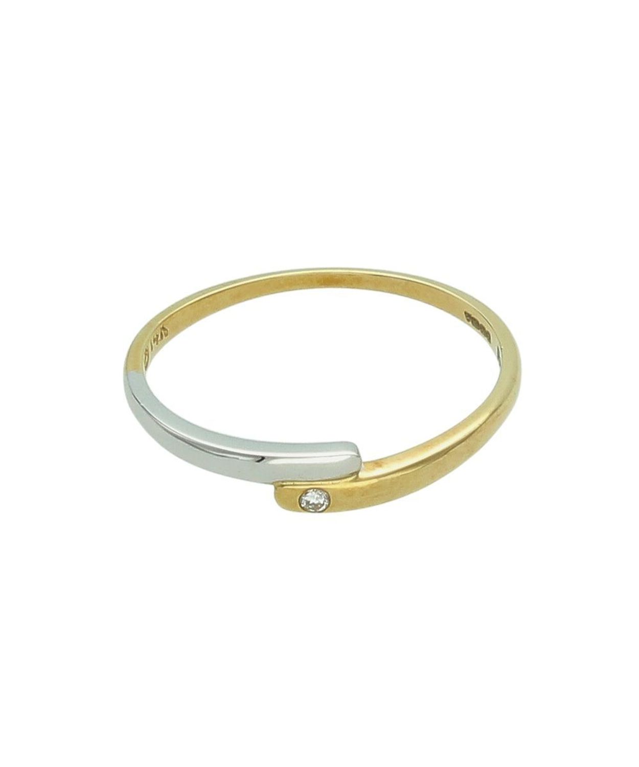 Pierścionek z Diamentem 0,015 ct Żółte i Białe Złoto 585  CH434 Au.jpg