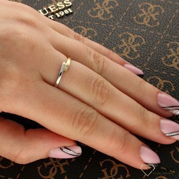 Pierścionek białe i żółte złoto z Diamentem 585 DIAMENT CH434.jpg