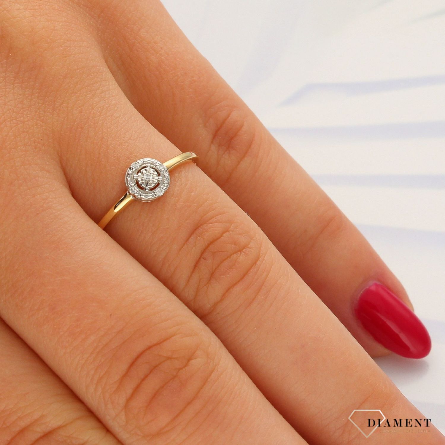 Pierścionek złoty DIAMENT 585, diamenty CH442.jpg