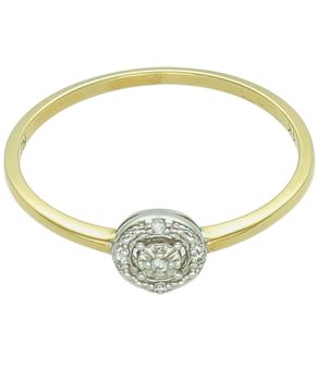 Złoty Pierścionek Zaręczynowy z 5 Diamentami Złoto 585  Okrągła Oprawa prs.jpg