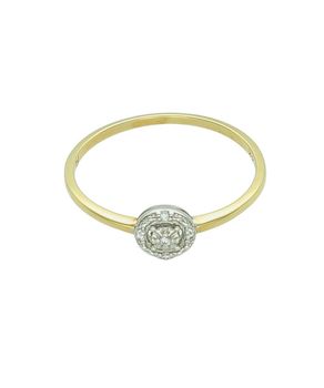 Złoty Pierścionek Zaręczynowy z 5 Diamentami Złoto 585  Okrągła Oprawa złoto.jpg