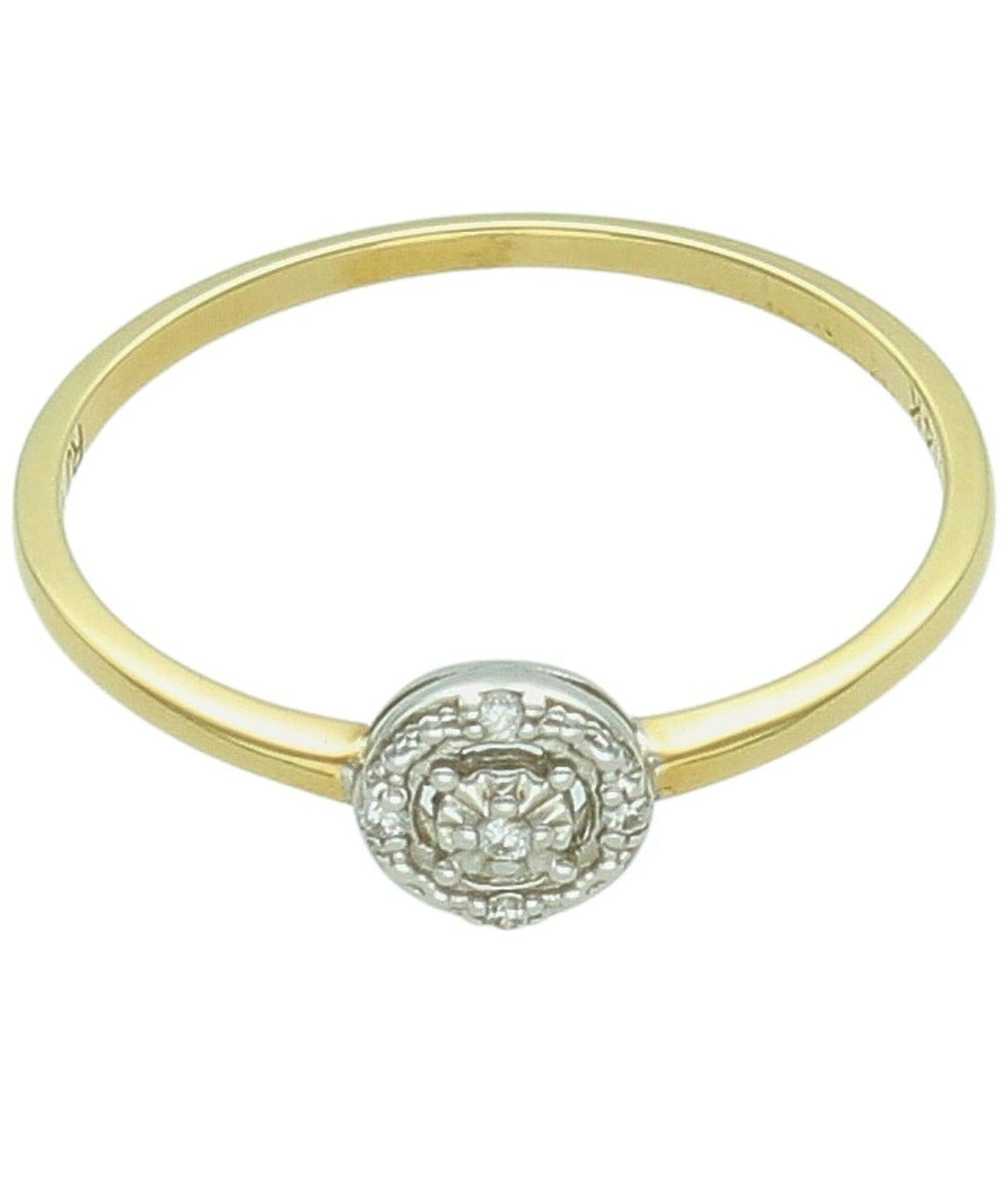 Złoty Pierścionek Zaręczynowy z 5 Diamentami Złoto 585  Okrągła Oprawa prs.jpg