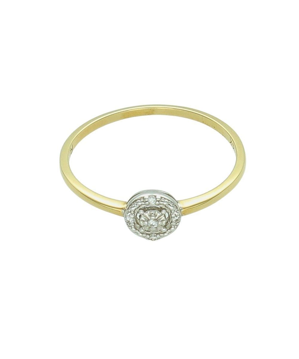 Złoty Pierścionek Zaręczynowy z 5 Diamentami Złoto 585  Okrągła Oprawa prs.jpg