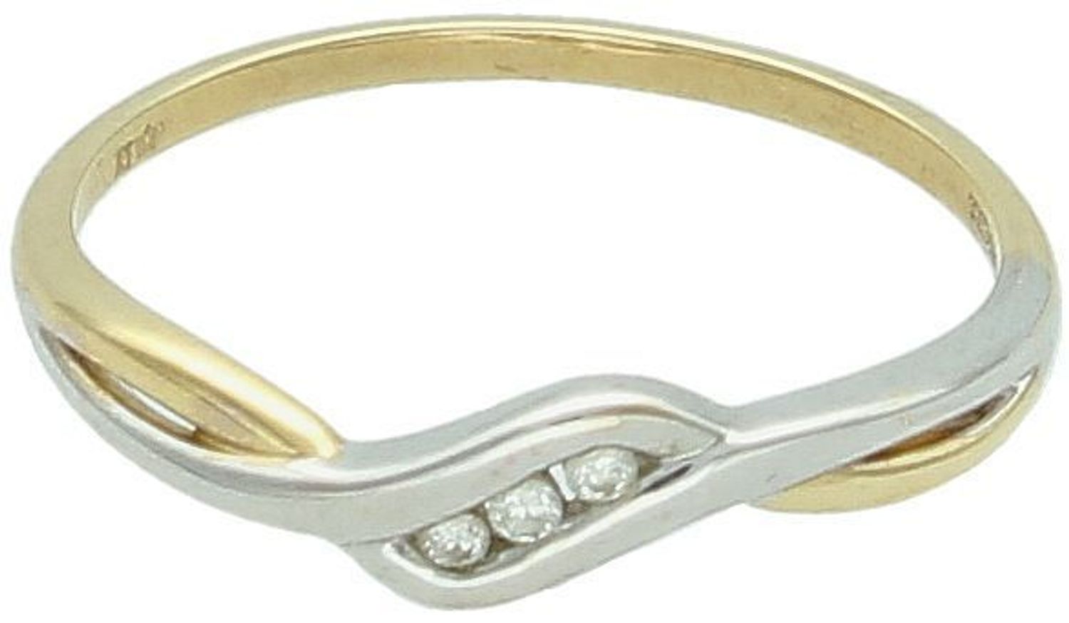 Złoty pierścionek pleciony z 3 diamentami  Białe i Żółte Złoto 585  Elegancja w Detalu.jpg