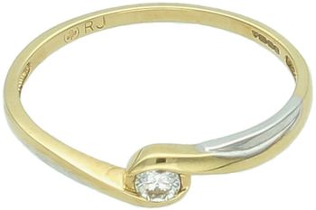 Złoty pierścionek diament białe i żółte złoto 585 - skręcony CH484 Au.jpg