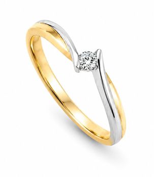Złoty pierścionek zaręczynowy z diamentem – białe i żółte złoto 14K, 0,04 ct  Model CH48610Yas.jpg