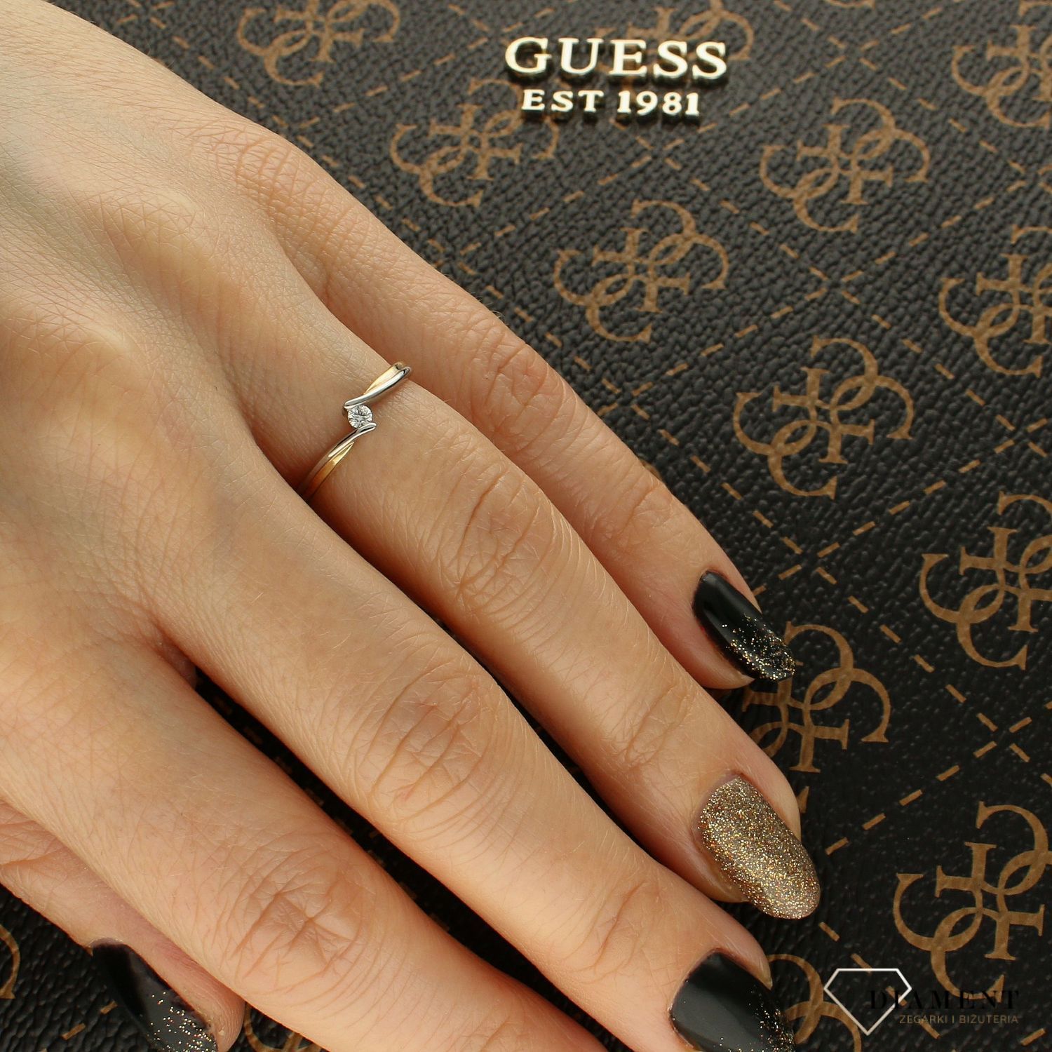 Złoty pierścionek DIAMENT białe i żółte złoto CH48610Y pr 585.jpg