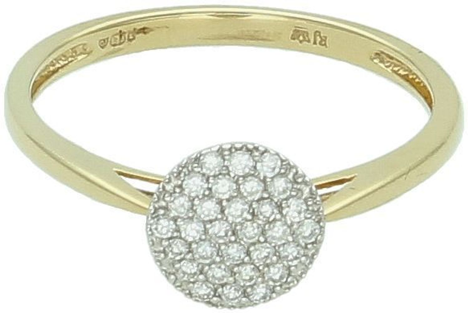 Pierścionek złoty DIAMENT zaręczynowy, d CH491. Pierścionek z trzydziestoma brylantami wielkości 0,14 ct, czystości SI2 oraz barwie H. Piękny pierścionek w kolorze żółtego1.jpg