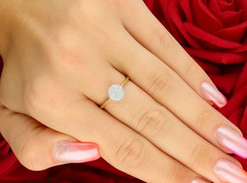 Pierścionek złoty DIAMENT zaręczynowy, d CH491. Pierścionek z trzydziestoma brylantami wielkości 0,14 ct, czystości SI2 oraz barwie H. Piękny pierścionek w kolorze żółtego złota z 2.jpg