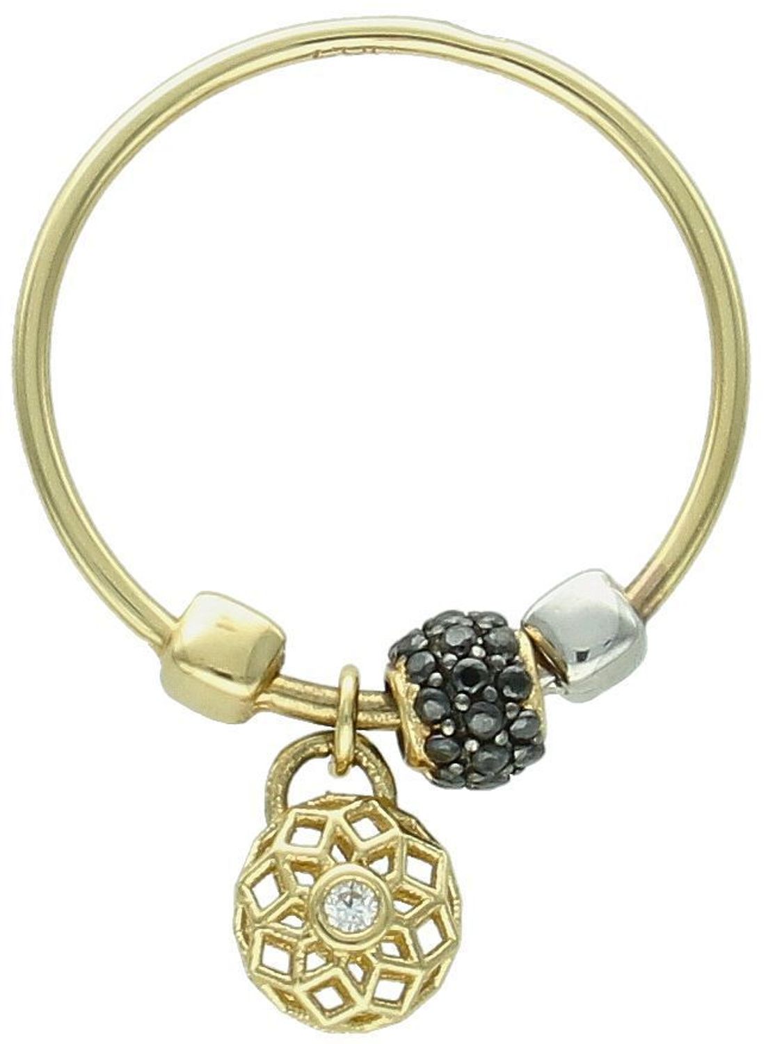 Złoty pierścionek delikatny z wiszącymi elementami próba 585 rozmiar 17, CIP000000-004. Subtelny pierścionek wykonany z żółtego złota o próbie 585, który przyciąga wzrok swoją elegancją 1.jpg