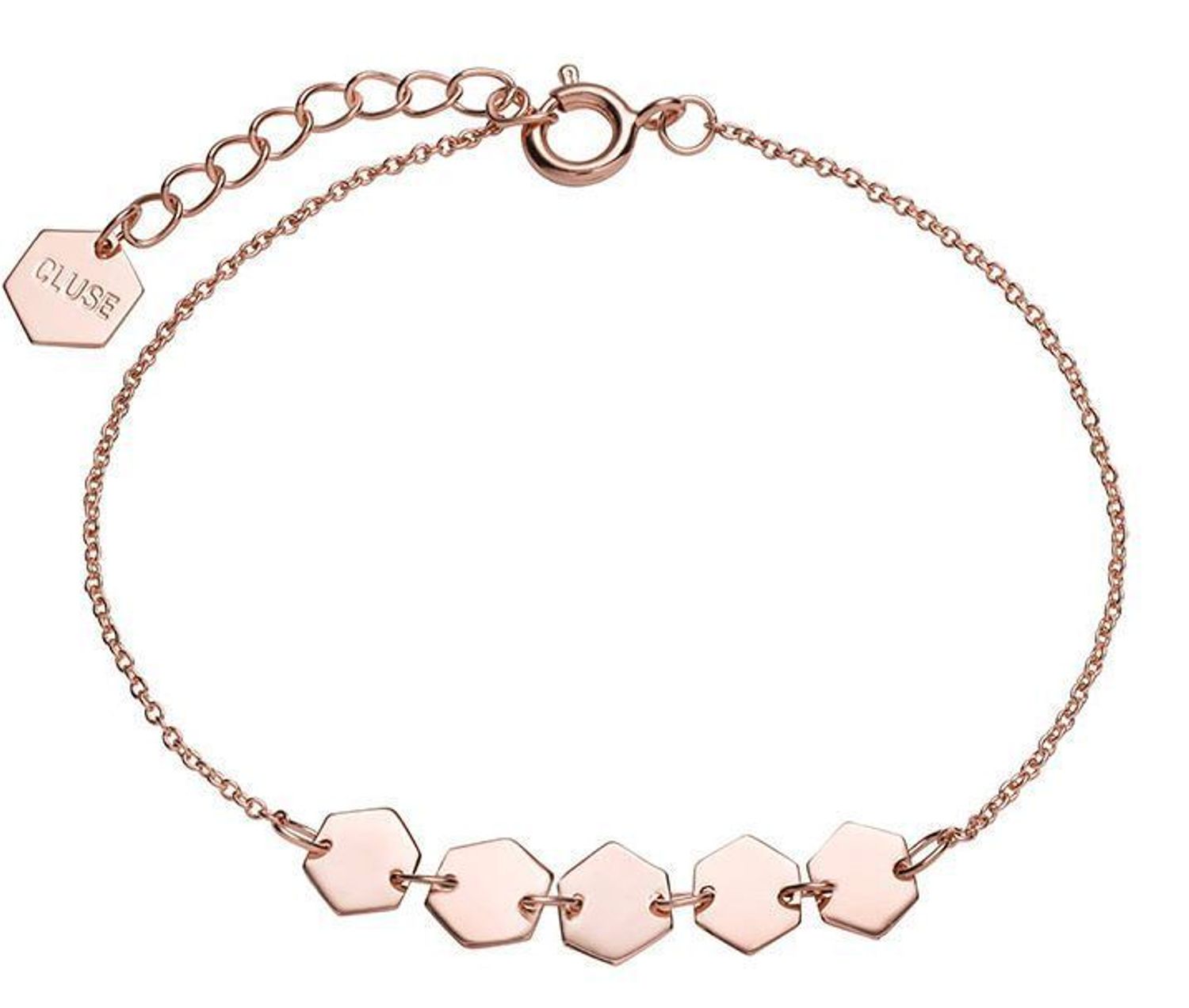 Bransoletka stalowa Cluse Essentielle różowe złoto Hexagons CLJ10007.  Modna bransoletka różowe złoto idealnym prezentem dla ukochanej kobiety. Modowa biżuteria stalowa. Biżuteria Cluse.6.jpg